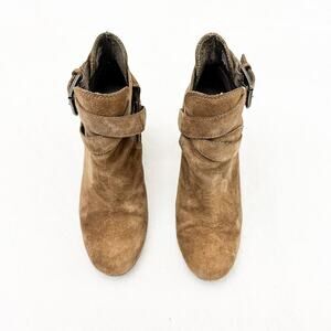 ASH Famous Suede Leather Cross Strap Heeled Ankle Boots Size 37